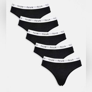 NWT! Women’s French Connection 7 pack cotton fcuk ladies thongs in black